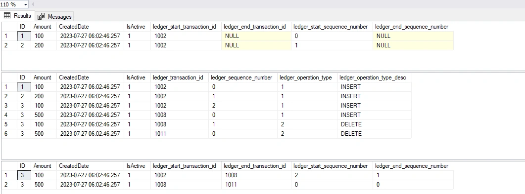 delete data from ledger table