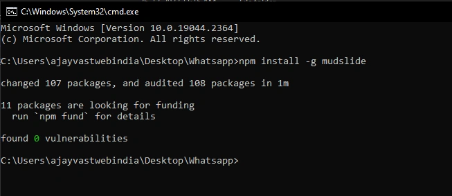 WhatsApp Message Using CommandLine