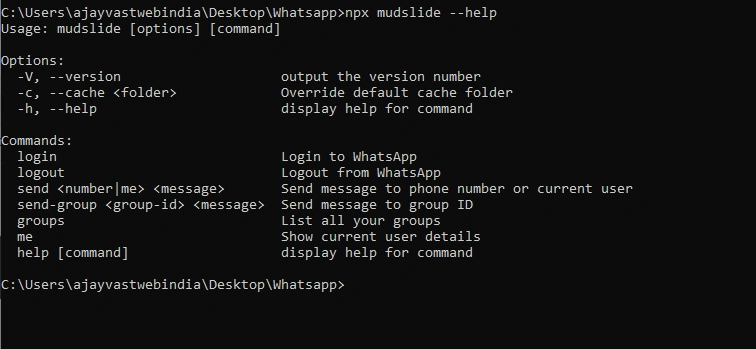 WhatsApp Message Using CommandLine