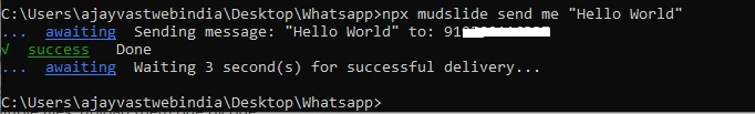 WhatsApp Message Using CommandLine