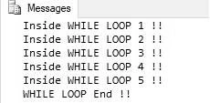 WHILE Loop In SQL Server
