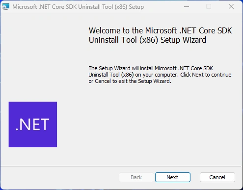 Microsoft .NET Core SDK Uninstall Tool