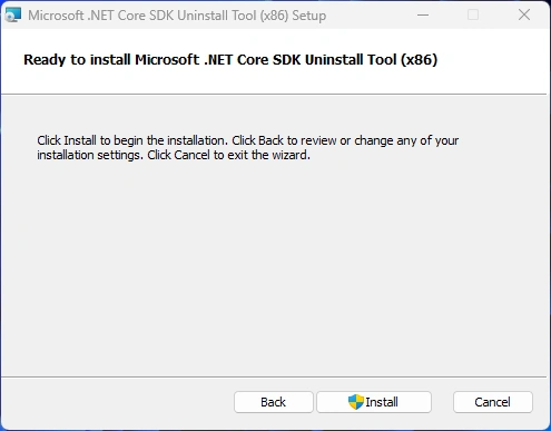 Microsoft .NET Core SDK Uninstall Tool
