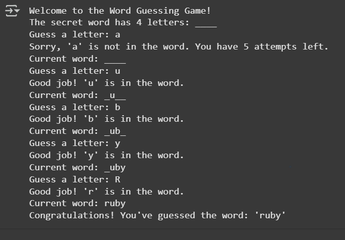 Word Guessing Game in Python