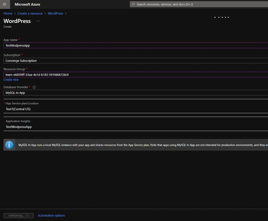 WordPress on Azure
