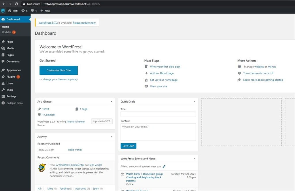 WordPress on Azure