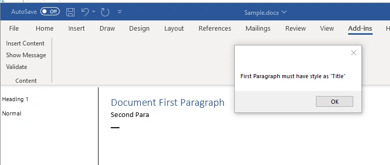 Microsoft Word Content Using VSTO Add-In