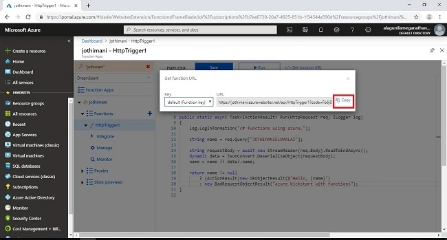 Working With Azure Function App