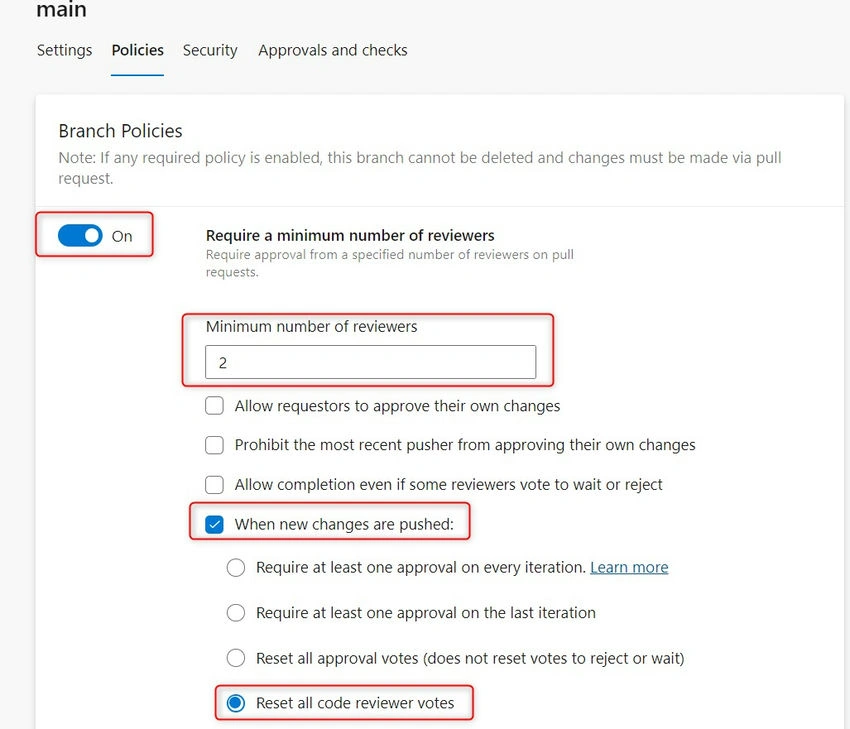 Branch policies