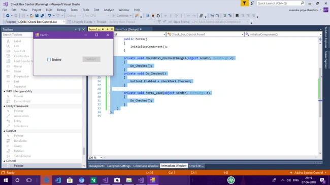 Using CheckBox In Windows Forms