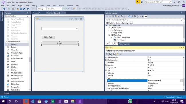 Using ComboBox In Windows Forms