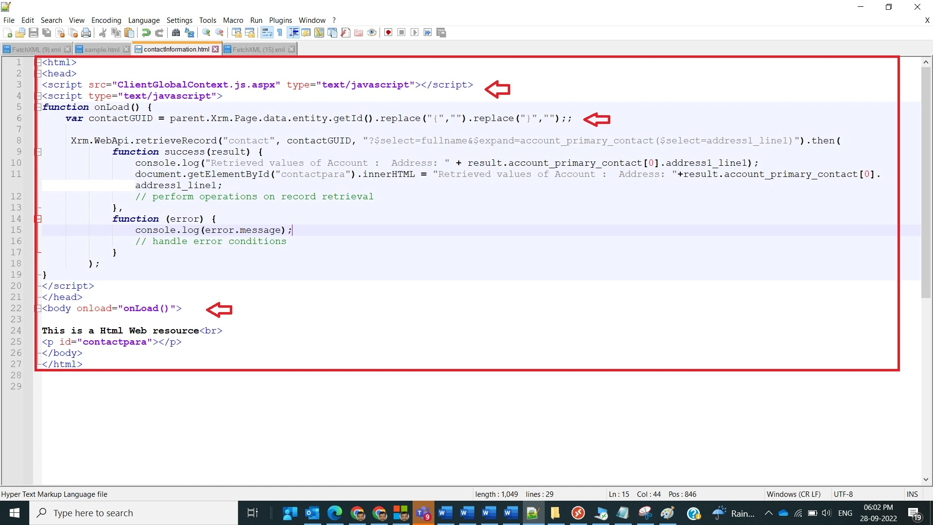 Html Webresource in Dynamics CRM