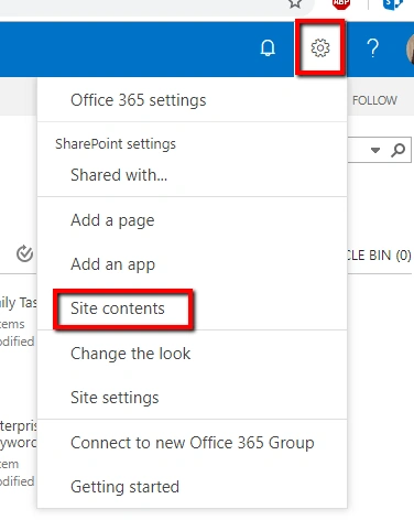 Site contents