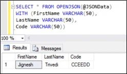 OPENJSON in SQL Server 2016