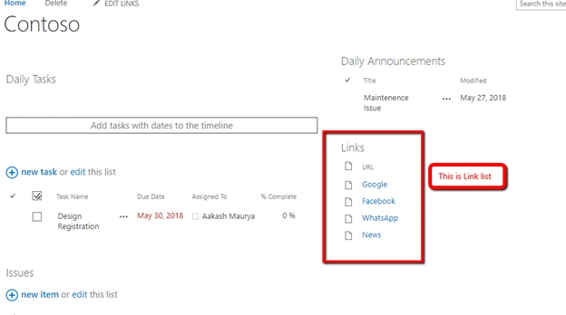 Working With Link Lists In SharePoint