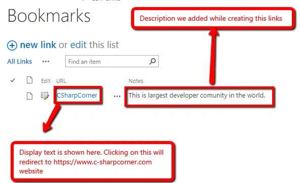 Working With Link Lists In SharePoint