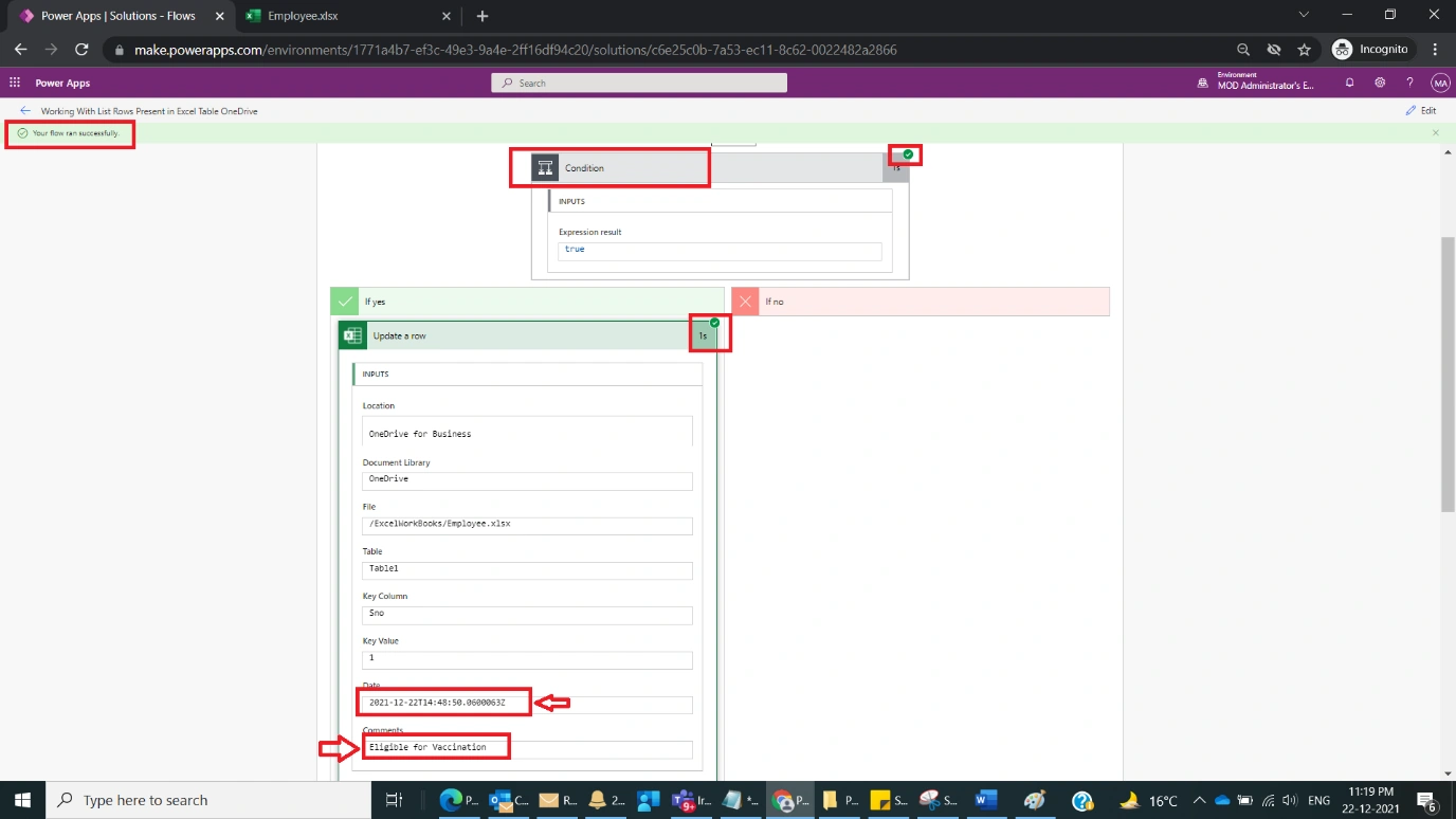 Working With List Rows Present in Excel Table OneDrive in Power Automate Figure 9