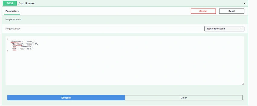 Insert values using POST API