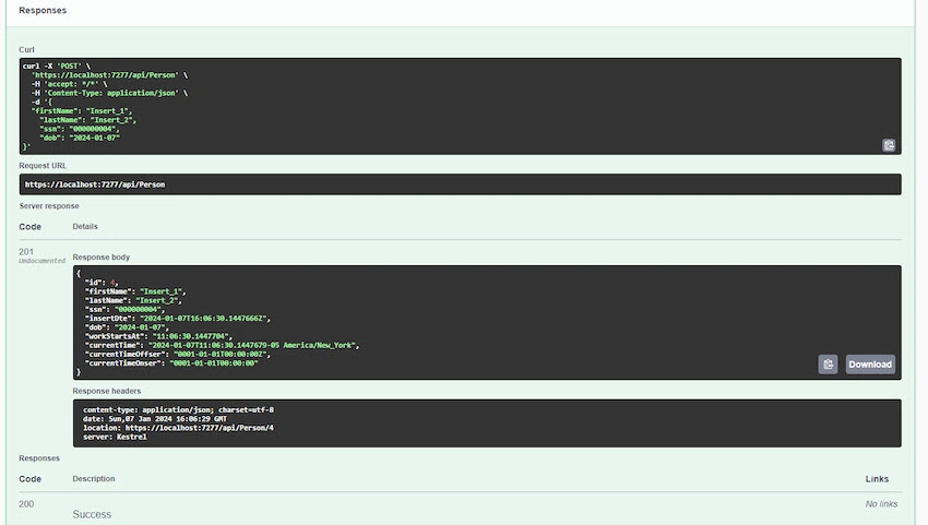 Insert values using POST API
