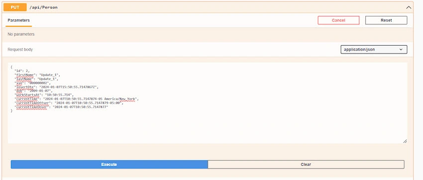 Update values using POST API