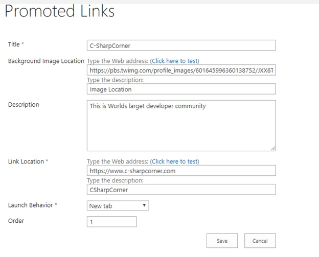 Working With Promoted Link List In SharePoint
