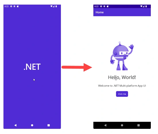 Hello world example in splash screen .NET MAUI