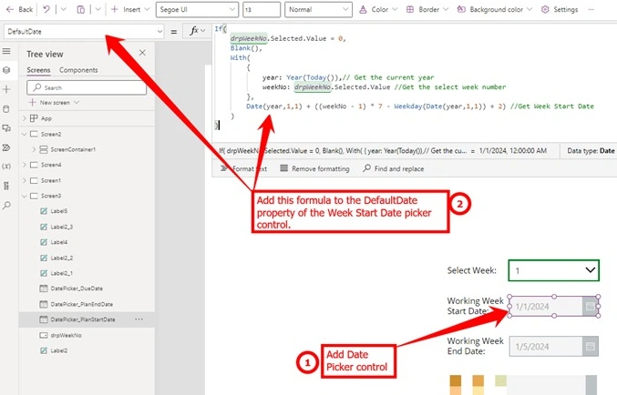 Add date picker control