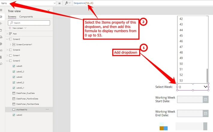 Select the items property of this dropdown