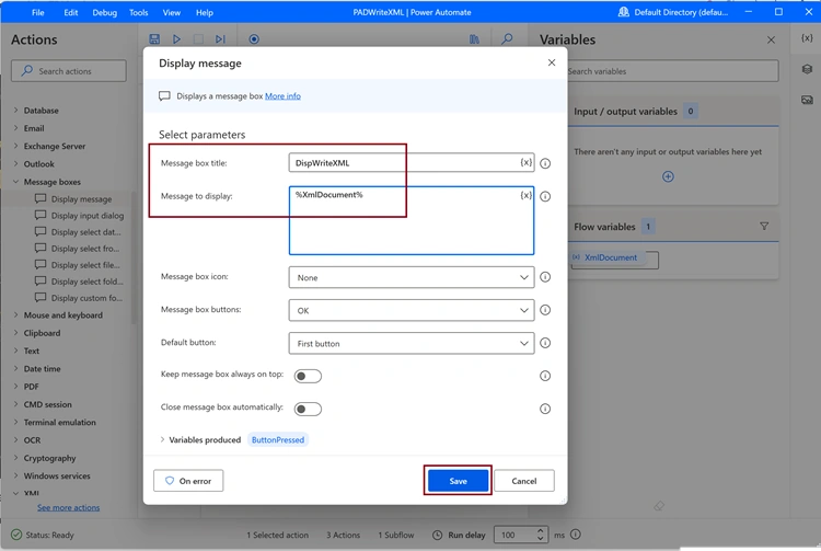Select parameters