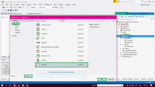 Solution explorer