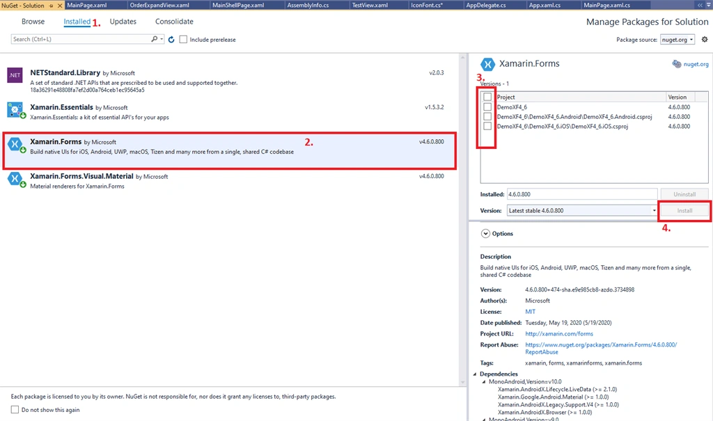 Xamarin Forms 4.6