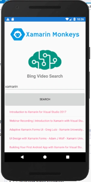 Xamarin.Forms - Bing Video Search Using Cognitive Service