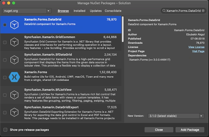 Xamarin.Forms - DataGrid