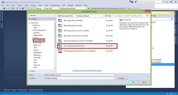 Select Blank App (Xamarin.Forms.Portable)