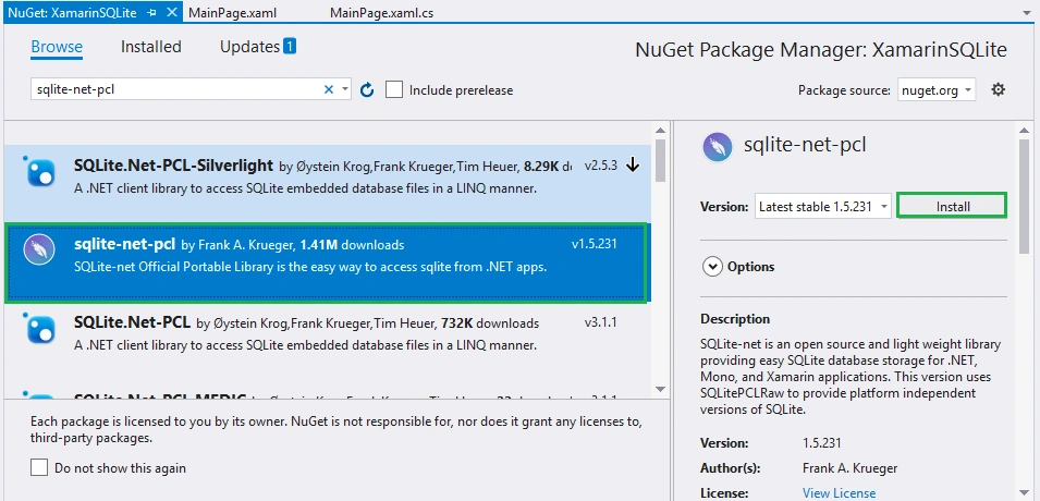 Xamarin.Forms - SQLite Database CRUD Operations