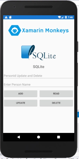 Xamarin.Forms - SQLite Database CRUD Operations