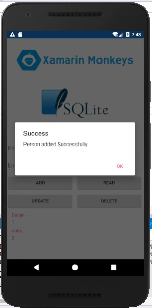 Xamarin.Forms - SQLite Database CRUD Operations