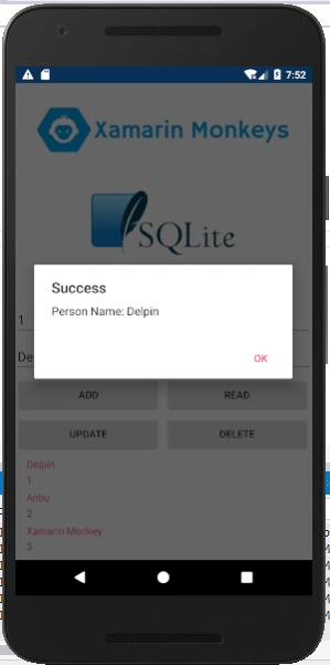 Xamarin.Forms - SQLite Database CRUD Operations