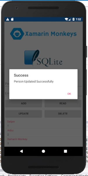 Xamarin.Forms - SQLite Database CRUD Operations