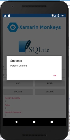 Xamarin.Forms - SQLite Database CRUD Operations