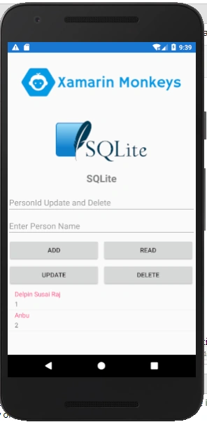 Xamarin.Forms - SQLite Database CRUD Operations