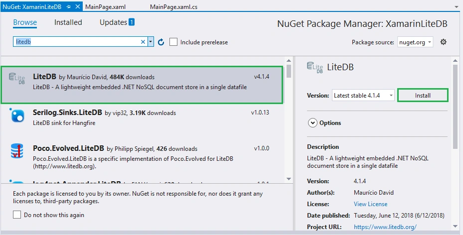 Xamarin.Forms - Working With LiteDB CRUD Operations