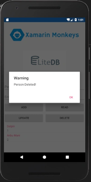 Xamarin.Forms - Working With LiteDB CRUD Operations