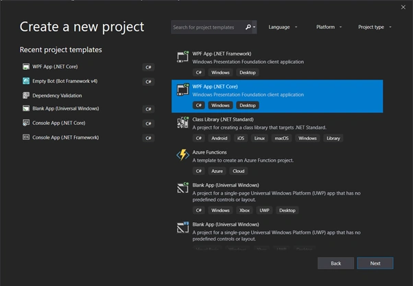 create a WPF App