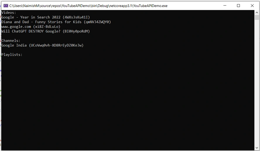Youtube API Integration with C# .NET