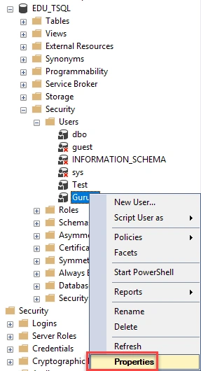 Open User Properties