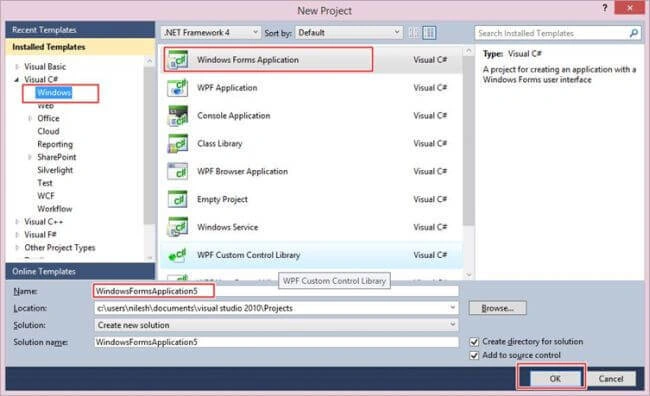 Window form application