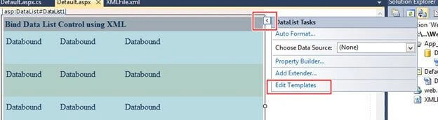 binded data list control using XML