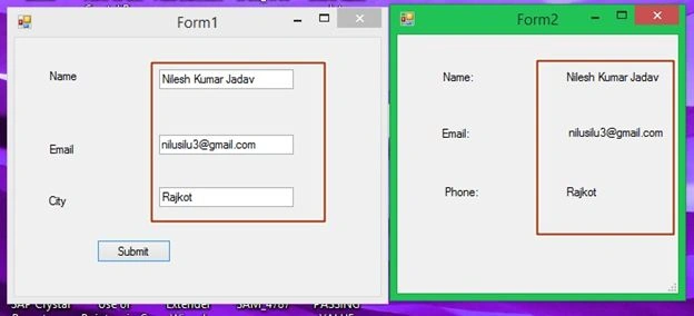 Display Data on Form2