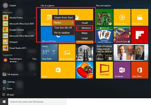 Resize your Tile